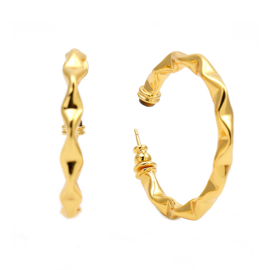 Gold Irregular Geometric Hoop Earrings