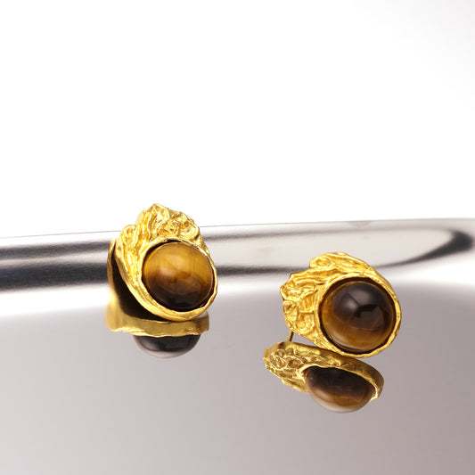 Gold Amber Resin Earrings