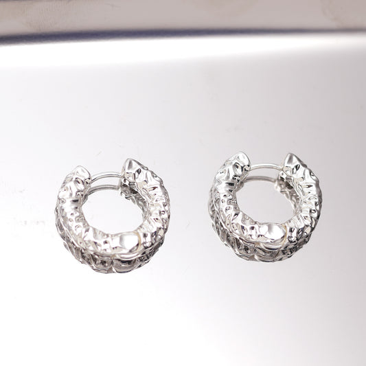 Silver Irregular Surface Earrings
